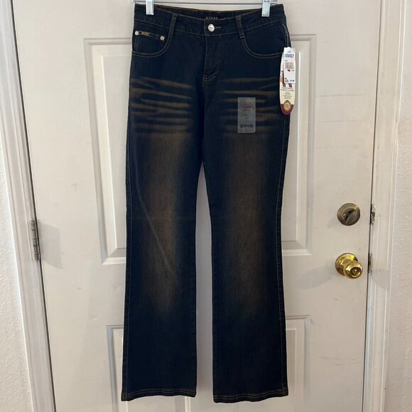 Vintage Revolt Jeans Woman's Stretch Blue Midrise Boot Cut Jeans Sz 7 - Picture 1 of 12